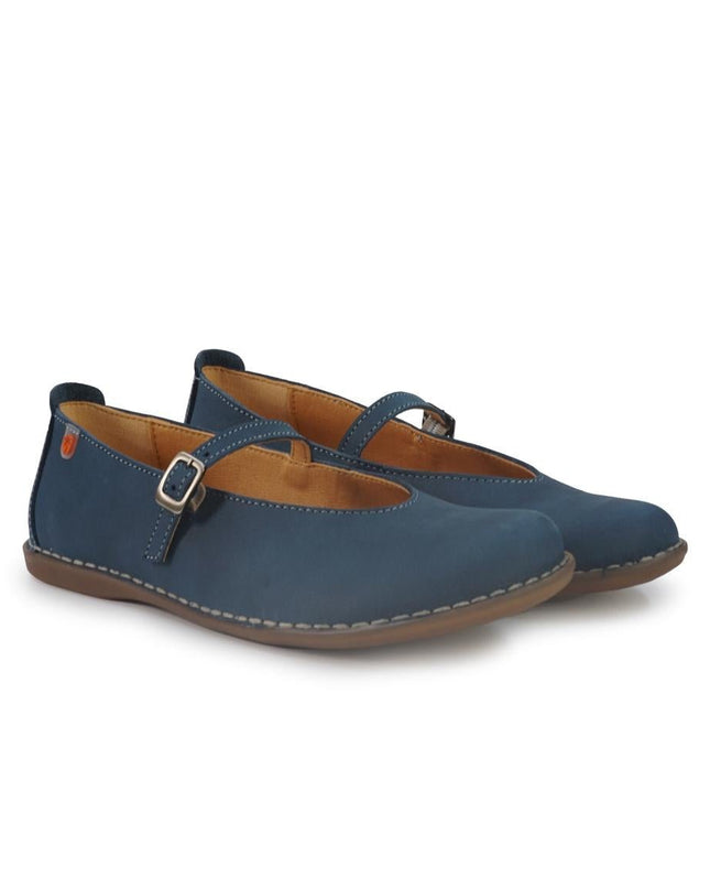 Jungla Ballerina Donna con Cinturino in Pelle Nabuk Blu - MARIO SPATARELLA