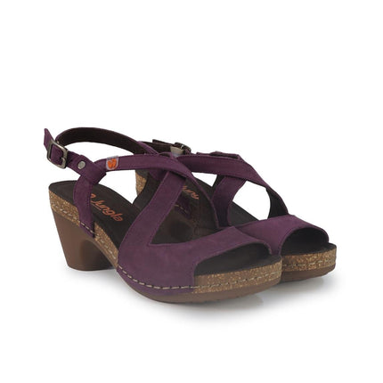 Jungla Sandalo Donna con Tacco in Pelle Nabuk Viola - MARIO SPATARELLA