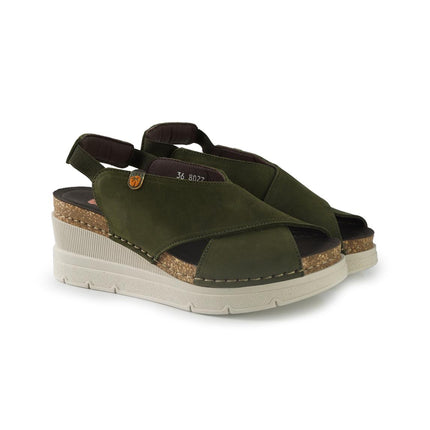 Jungla Sandali Donna con Zeppa in Pelle Verde 8027 PRADO Jungla 