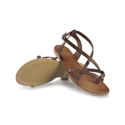 Sandali Bassi Flat Donna Infradito in Pelle Moro 2708 MORO Clanto 