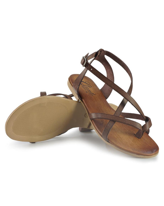 Sandali Bassi Flat Donna Infradito in Pelle Moro 2708 MORO Clanto 