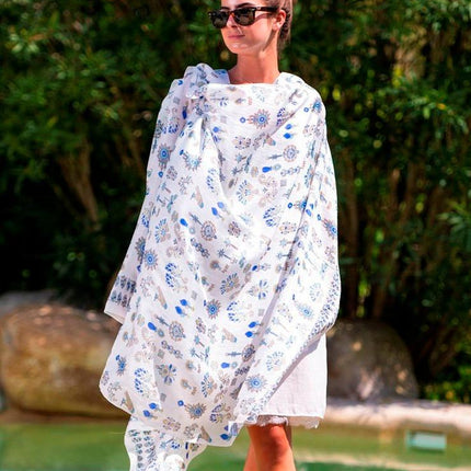 Foulard Pareo in Seta Stampa Cobalto ASK139C SILK AZUL KLEIN Colores de Otono 