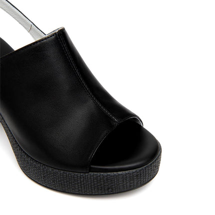 NeroGiardini Sandali Donna con Tacco Alto e Plateau in Pelle Nero - MARIO SPATARELLA