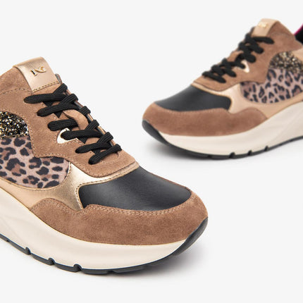 Nero Giardini Sneakers Donna con Zeppa in Camoscio Multicolor Animalier I411531D MOU 442 Nero Giardini 