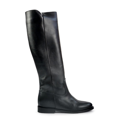 Spatarella Stivali Donna con Zeppa Tubolare in Pelle Nero BZ131 BLACK Spatarella 