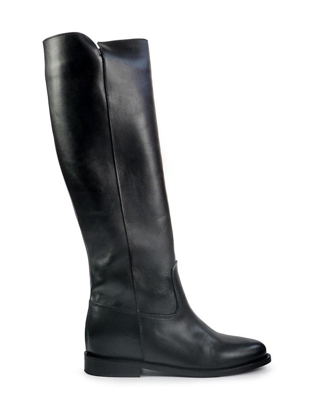 Spatarella Stivali Donna con Zeppa Tubolare in Pelle Nero BZ131 BLACK Spatarella 