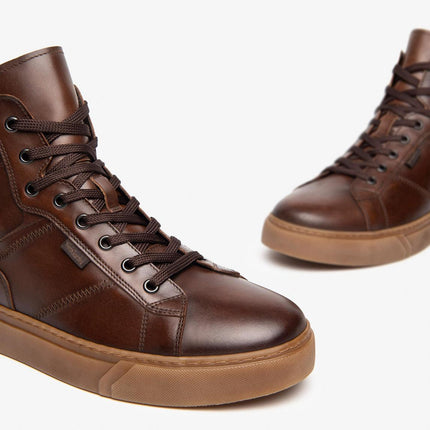 Nero Giardini Sneakers Alta Uomo in Pelle Marrone I400457U BEIGE 412 Nero Giardini 
