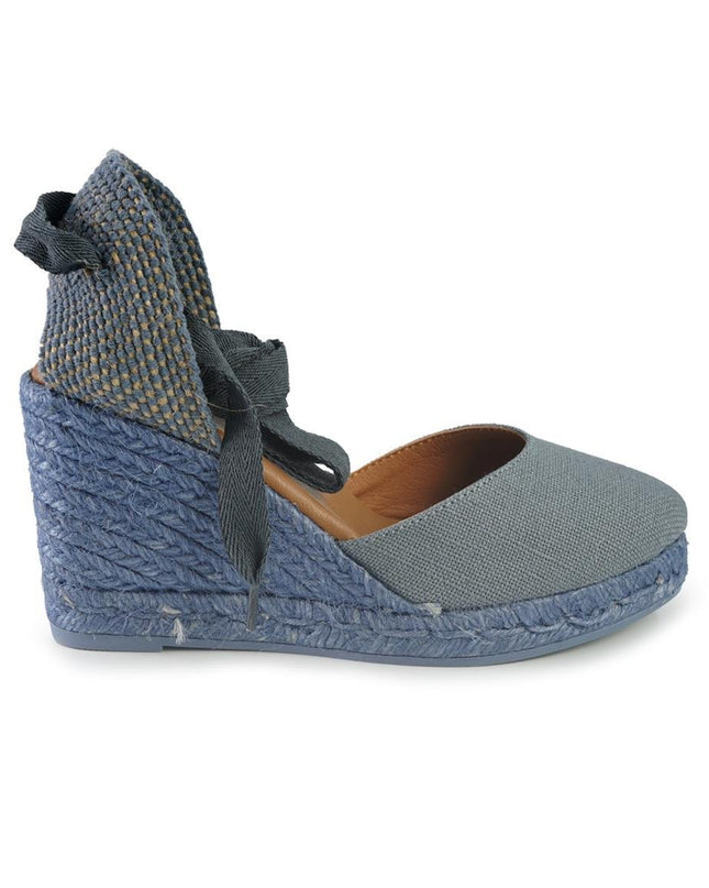 Viguera Espadrillas Alpargatas Donna con Lacci Lunghi in Lino Jeans - MARIO SPATARELLA