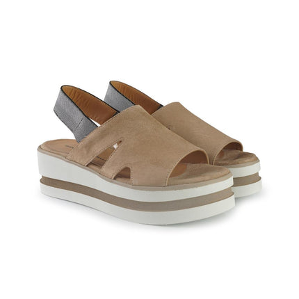 Gianmarco Sorelli Sandalo Donna Platform con Zeppa in Camoscio Beige - MARIO SPATARELLA