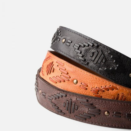 Biba Cintura Donna Pelle Marrone con Infilature - MARIO SPATARELLA