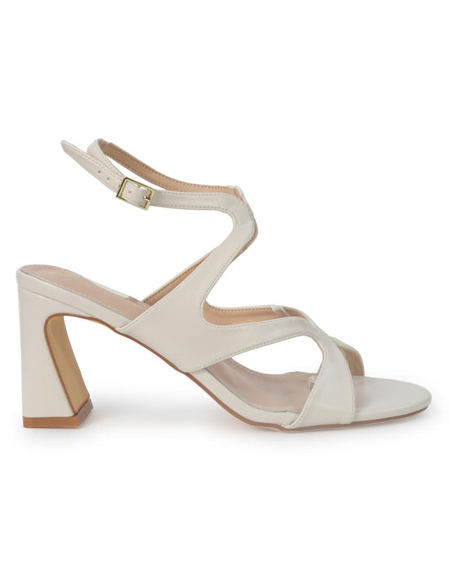 ClaudV Sandali Donna con Tacco in Pelle Panna G41-05 PANNA ClaudV 