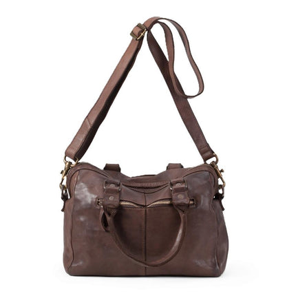 Biba Borsa Bowling Donna con Tracolla in Pelle Marrone BT1 BOSTON DARK BROWN Biba 