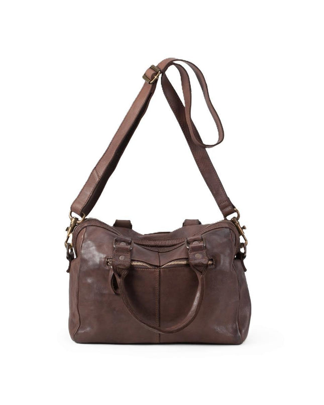 Biba Borsa Bowling Donna con Tracolla in Pelle Marrone BT1 BOSTON DARK BROWN Biba 