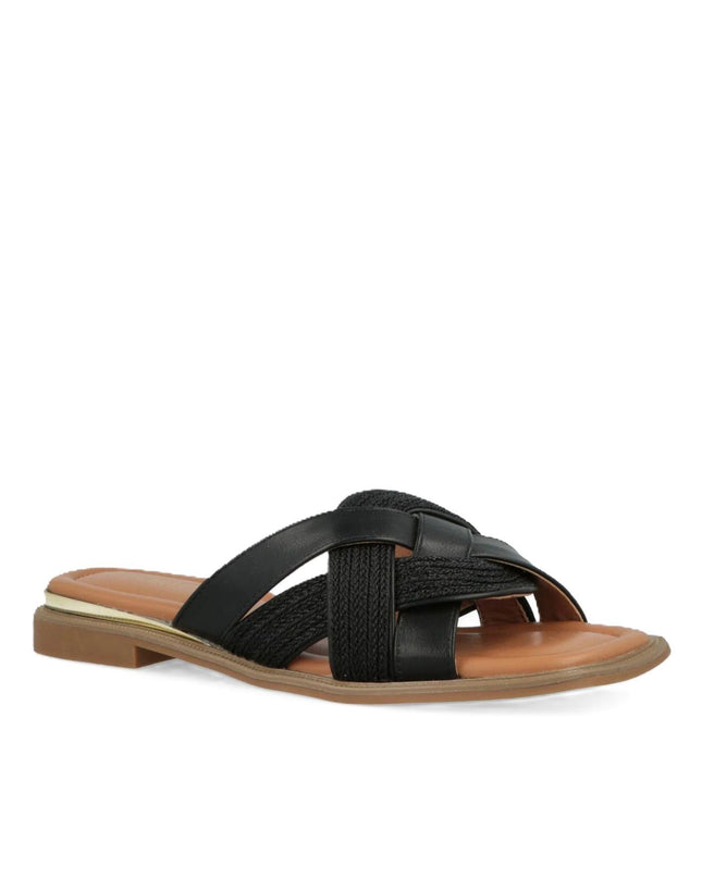 Impronte Sandalo Flat Donna in Tessuto Nero - MARIO SPATARELLA