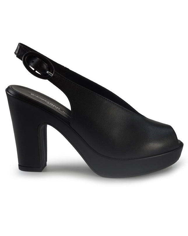 Gianmarco Sorelli Sandali Chanel con Tacco Alto e Plateau in Pele Nera 2640 MARA Gianmarco Sorelli 