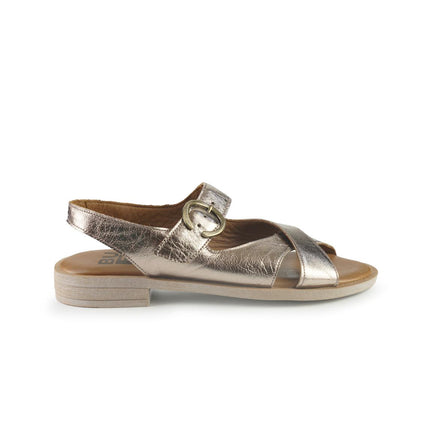 Bueno Sandali Donna con Tacco Basso in Pelle Bronzo E2800 LAMINATO Bueno 
