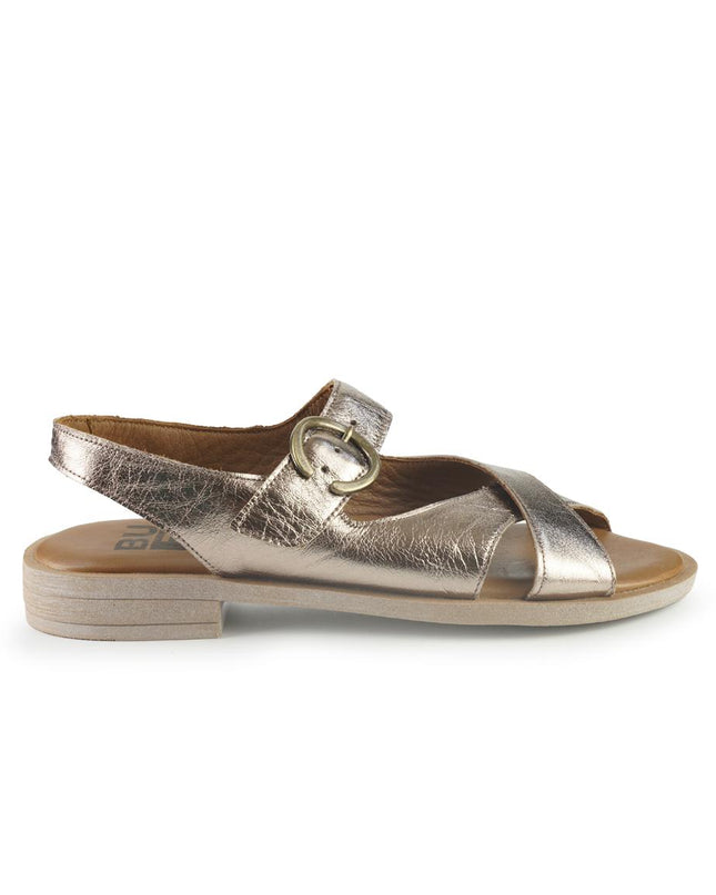 Bueno Sandali Donna con Tacco Basso in Pelle Bronzo E2800 LAMINATO Bueno 