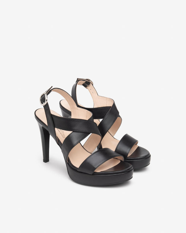 Nero Giardini Sandali Donna con Tacco Alto e Plateau in Pelle Nero E513161DE NERO 100 Nero Giardini 