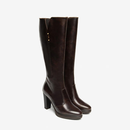 Nero Giardini Stivali Donna con Tacco e Plateau in Pelle Testa di Moro I514611D MORO 300 Nero Giardini 