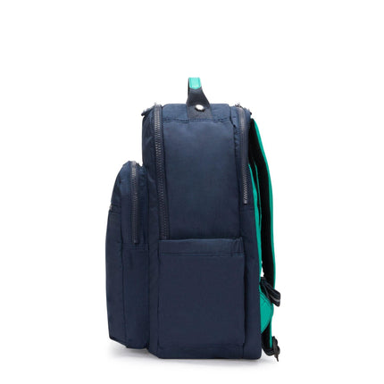 Zaino Porta Computer 15 Pollici Blu SEOUL COLLEGE BLUE GREEN BLOCK Kipling 