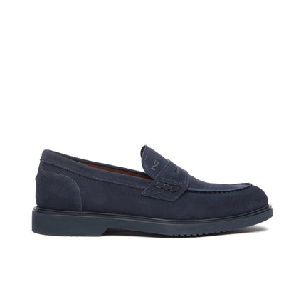 Nero Giardini Mocassini College Uomo in Camoscio Blu - MARIO SPATARELLA
