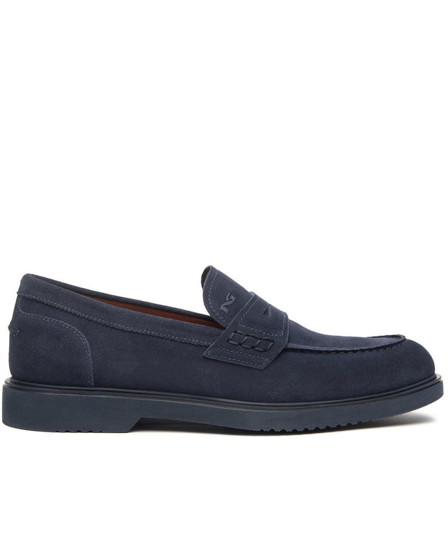 Nero Giardini Mocassini College Uomo in Camoscio Blu - MARIO SPATARELLA