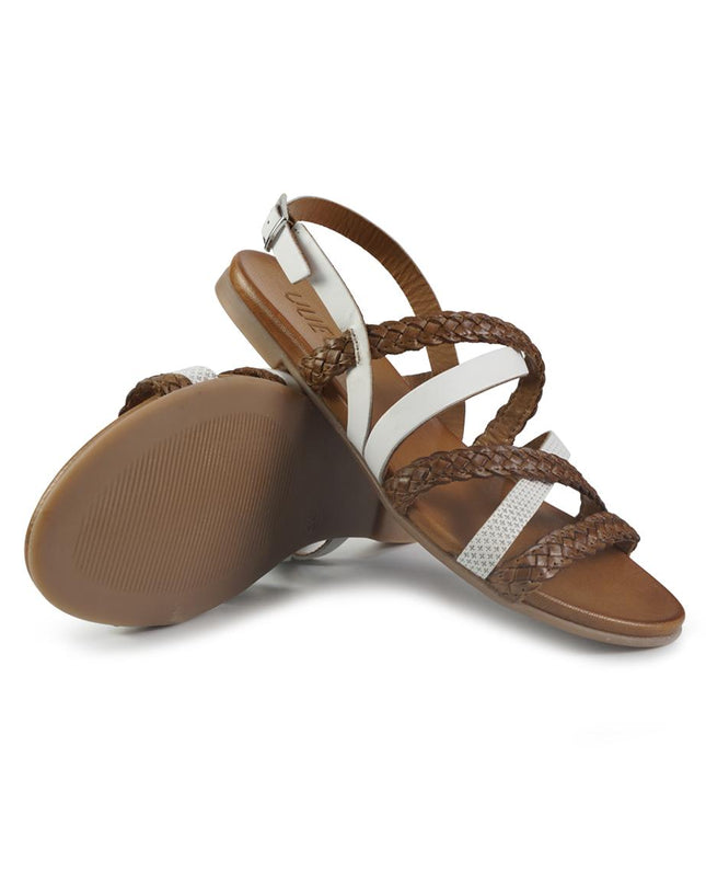 Vueva Sandali Flat Donna in Pelle Bianco Multi WD133R89 BIANCO COGNAC Vueva 