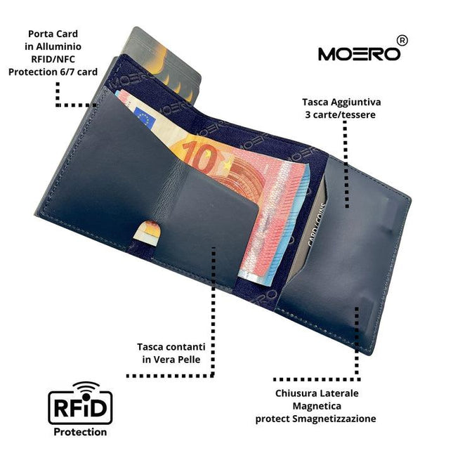 Moero Pro Prestige Blu Zip Portafoglio Slim - MARIO SPATARELLA