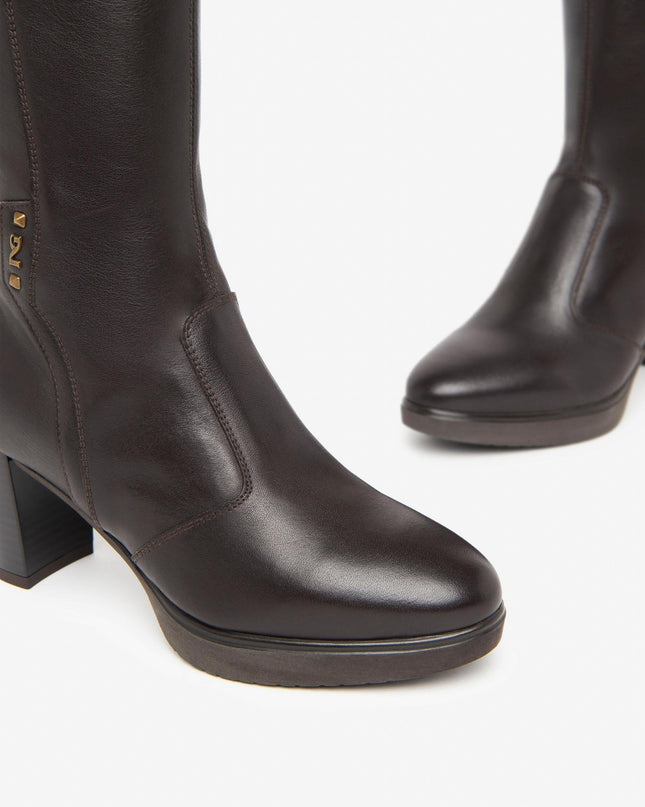 Nero Giardini Stivali Donna con Tacco Pelle Marrone - MARIO SPATARELLA