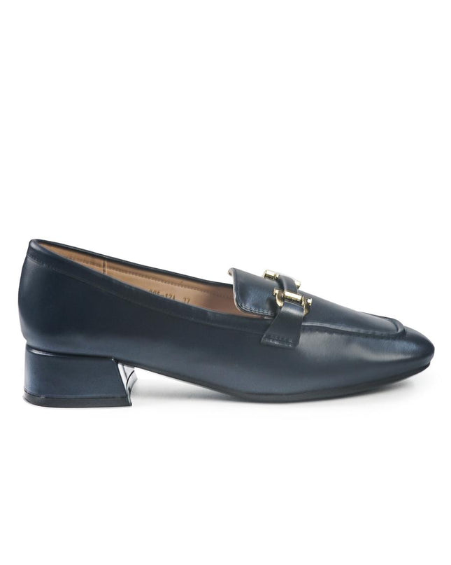 Mocassini Donna con Tacco e Morsetto in Pelle Blu YD05-12A NAVY ClaudV 
