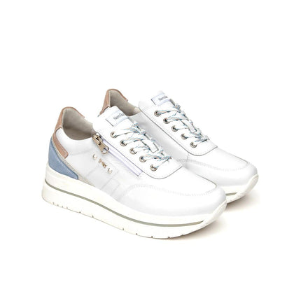NeroGiardini Sneakers Donna in Pelle Bianca con Lacci e Zip - MARIO SPATARELLA