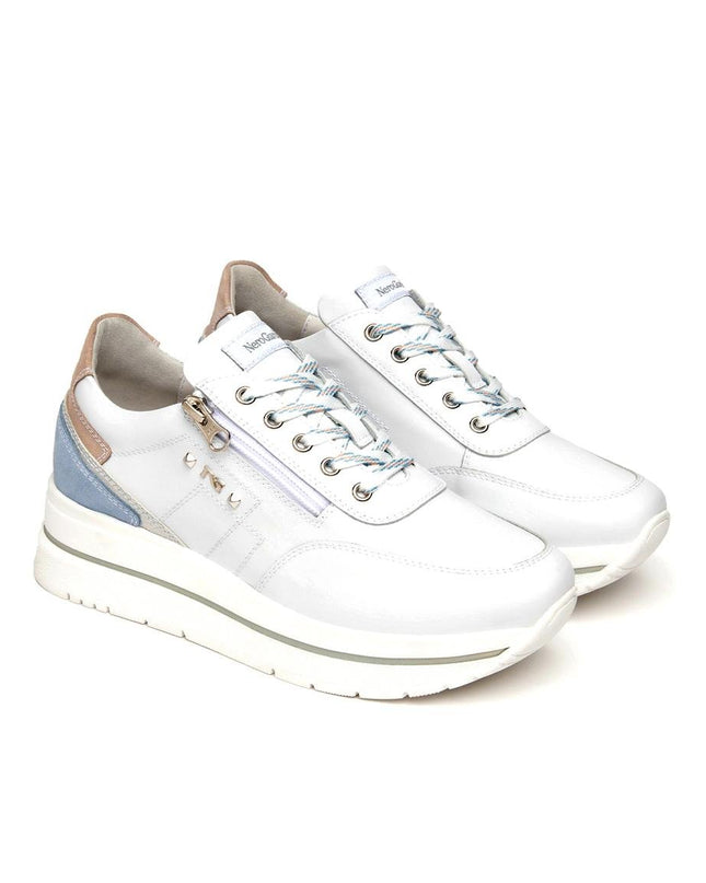 NeroGiardini Sneakers Donna in Pelle Bianca con Lacci e Zip - MARIO SPATARELLA