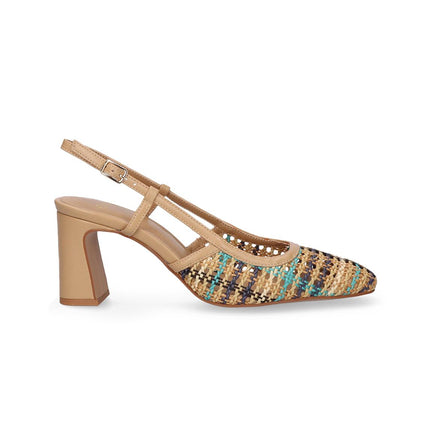 Exe Chanel Sling Back Donna Intrecciato Multi Beige 2514-2506 TURCHESE BLU Exe 