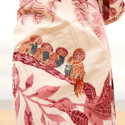 Kimono Caftano in Cotone CK04 GUFO ROSA Linen 