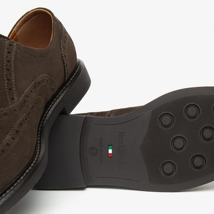 Nero Giardini Francesine Uomo Oxford Monogramma  in Camoscio Testa di Moro I500800U MORO 300 Nero Giardini 