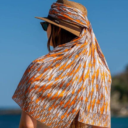 Foulard in Cotone Stampato Fantasia Arancio ACT132F COTTON NARANJA Colores de Otono 