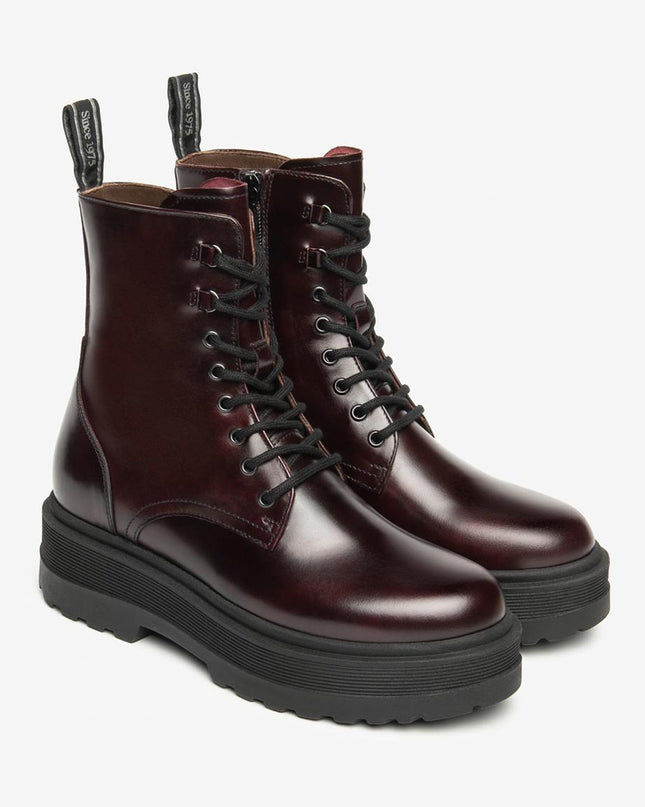 Nero Giardini Stivaletti Anfibi Donna con Zeppa in Pelle Bordo I514755D BORDO 613 Nero Giardini 