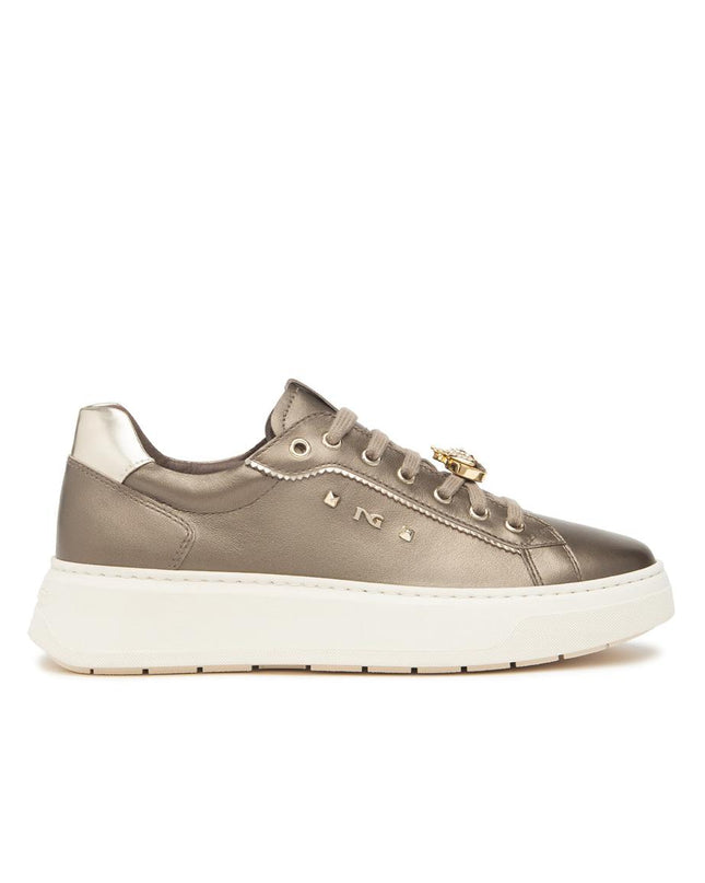 Nero Giardini Sneakers Donna con Charms in Pelle Laminata Platino I514170D BROWN 322 Nero Giardini 