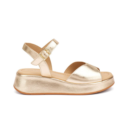 Frau Sandali con Zeppa Donna in Pelle Platino - MARIO SPATARELLA