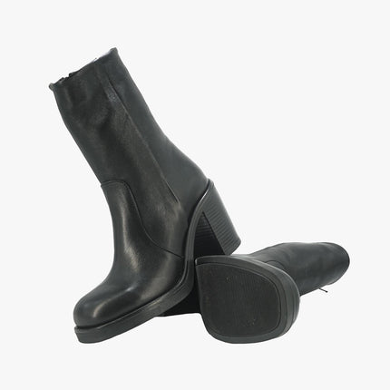 Stivaletto Donna in Pelle Nera Punta Quadrata V2702 NERO Bueno 