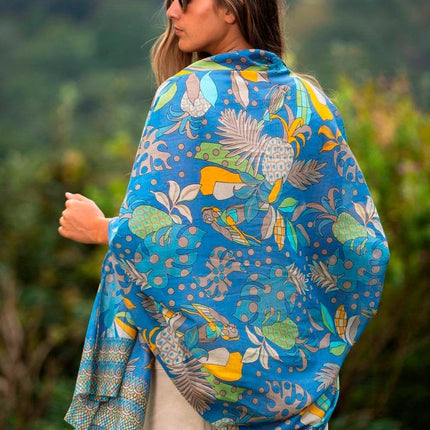 Foulard Pareo in Cotone Stampato Fantasia Blu ACT112C COTTON AZUL OSCURO Colores de Otono 