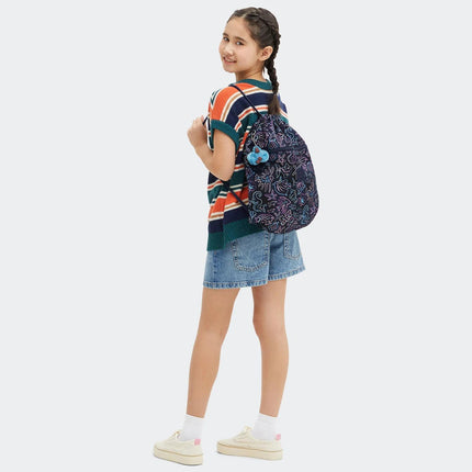 Kipling Sacca in Tessuto Fantasia Blu SUPERTABOO DISCO FISH Kipling 
