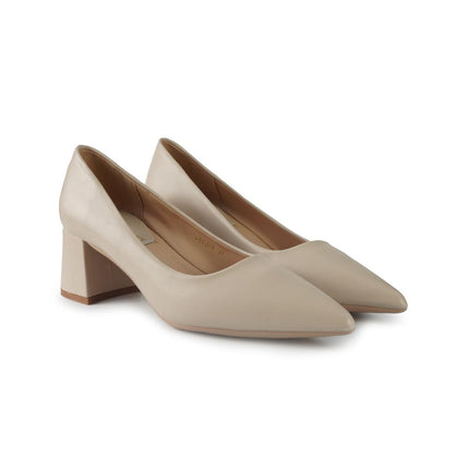 Francesco Milano Decollete in Pelle Beige Tacco Largo F11-01A SACCHETTO Francesco Milano 