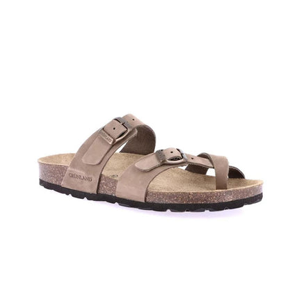 Grunland Sandali Infradito Plantare Sughero in Nabuk Kaki CB1050 SARA KAKI Grunland 