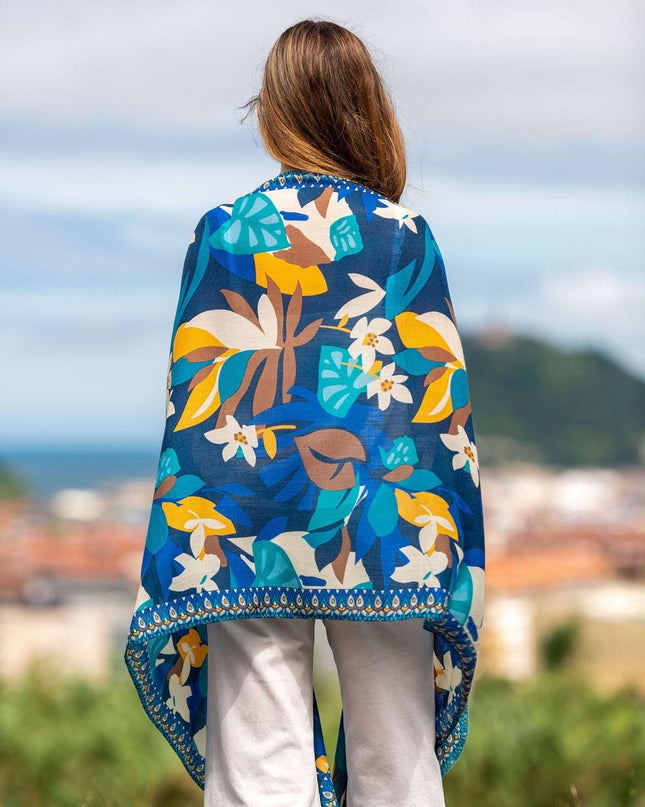 Foulard in Lana Misto Seta Blu ASW35F AZUL OSCURO Colores de Otono 