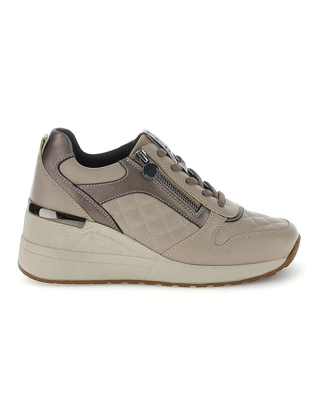 Stonefly Sneakers con Zeppa Lacci e Zip in Pelle Taupe - MARIO SPATARELLA