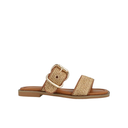 Jeep Sandalo Flat Donna in Tessuto Avio Beige - MARIO SPATARELLA