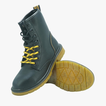 Anfibi Donna in Pelle Nera SPIKE TAPE MID BLACK / OCRE Wrangler 