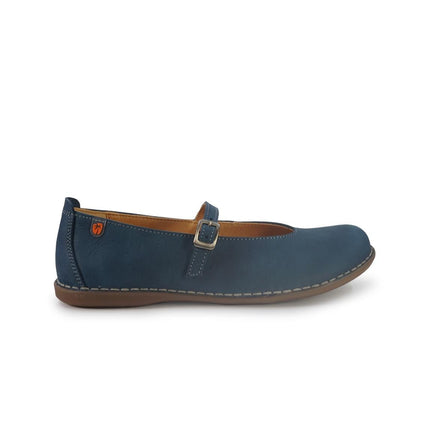 Jungla Ballerina Donna con Cinturino in Pelle Nabuk Blu - MARIO SPATARELLA