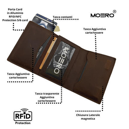 Moero Pro Plus Crazy Horse Cioccolato Zip Portafoglio Slim - MARIO SPATARELLA